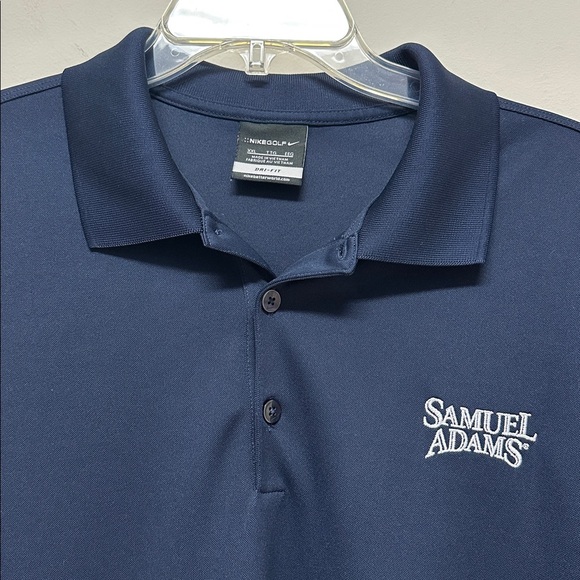 NWOT NikeGolf Dri-Fit Navy Blue Men's Polo Shirt with Samuel Adams logo size XXL - Picture 2 of 9